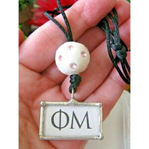 New Phi Mu Sorority Beaded Pendant Necklace - Great Big/Little Gift!